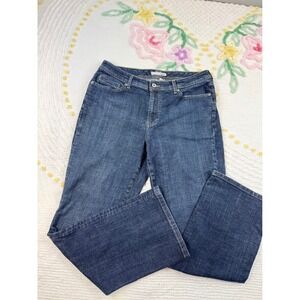 Chico's Platinum Denim Bootcut Jeans‎ Dark Wash women Stylish Pockets Comfort L